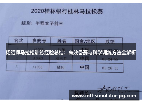 杨绍辉马拉松训练经验总结:高效备赛与科学训练方法全解析 杨绍辉马拉松训练经验总结:高效备赛与科学训练方法全解析